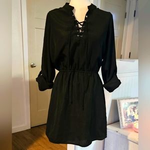 Barely Worn!- JUSTIFY - Black Fitted Shirt  Dress, - Size S